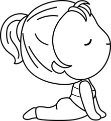 a vector of a woman doing yoga pose in black and white coloring
