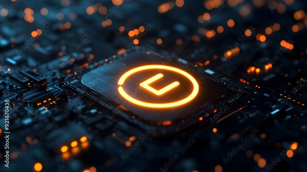 Poster glowing 3d search engine icon in digital dark environment symbolizing information illumination
