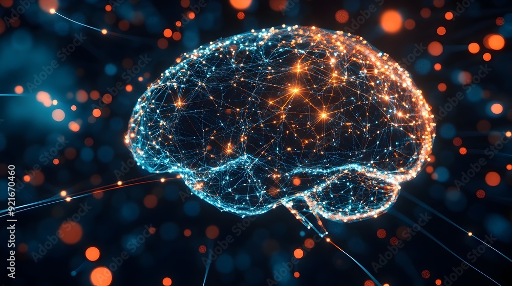 Aufkleber glowing digital brain symbolizing ai powered search engine connectivity