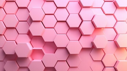 A modern pink hexagonal pattern background showcasing a 3D geometric design with various light and shadow effects.