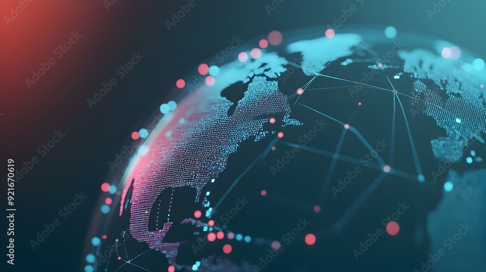 Aufkleber Interconnected Global Search Engine 3D Data Globe Symbolizing Worldwide Information Network