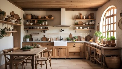 With its vintage design and rustic wooden elements, the kitchen is cozy and welcoming.