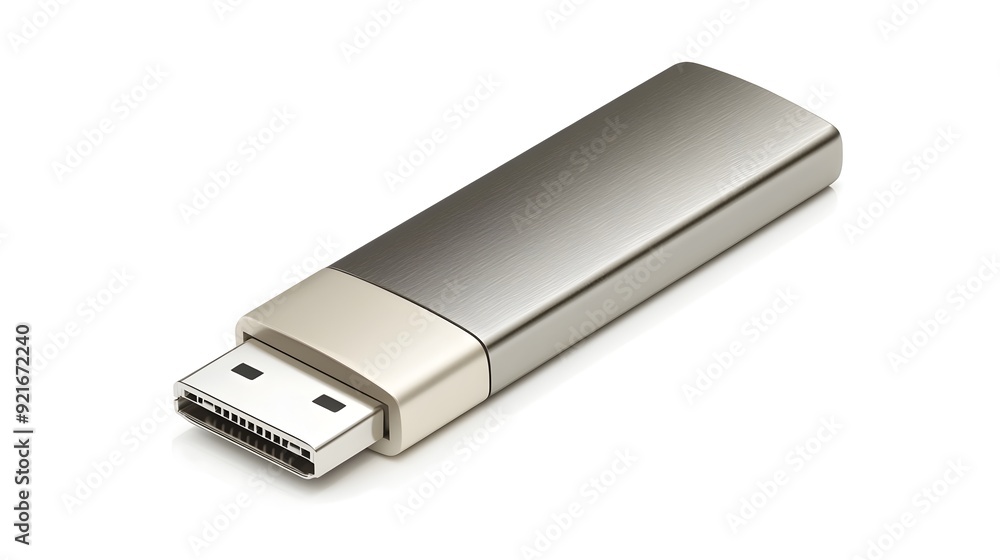 Poster sleek and minimalist modern usb flash drive isolated on white background