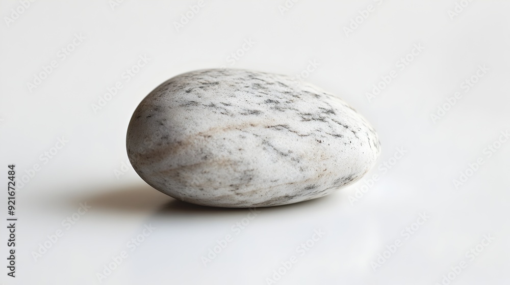 Poster smooth and textured round pebble on white background