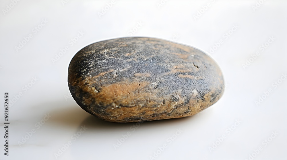 Aufkleber smooth round pebble with natural pattern on white surface