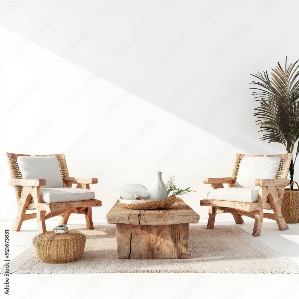 Wall mural elegant and bohemian wooden garden furniture