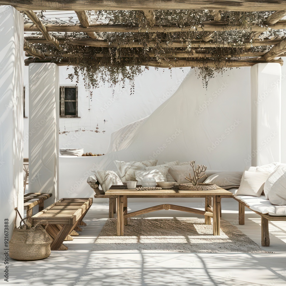 Wall mural elegant and bohemian wooden garden furniture