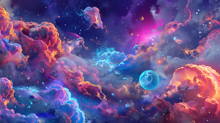 Cosmic Cloudscape: A Vibrant Abstract Background