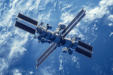 Space Station Traversing the Midnight Blue Sky: A Celestial Voyage