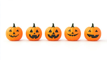 collection halloween pumpkin isolated on white background.
