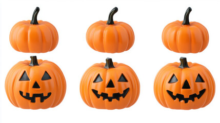 collection halloween pumpkin isolated on white background.