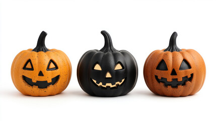 collection halloween pumpkin isolated on white background.