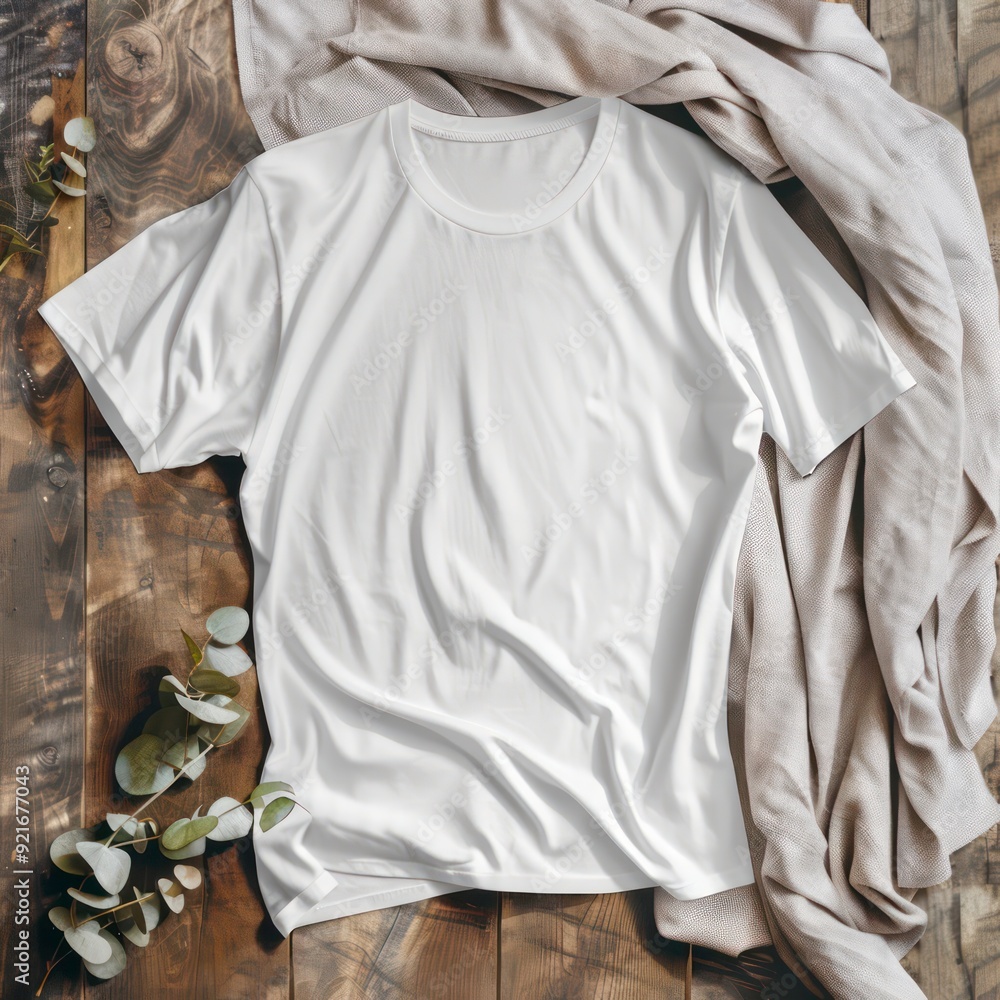 Wall mural white blank t-shirt mockup