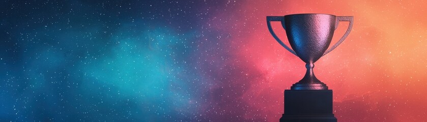 Fototapeta premium A vibrant trophy against a cosmic background, symbolizing achievement and victory in competitions and awards.
