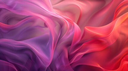 Obraz premium Abstract wave in iridescent neon-rainbow shades, pink, purple, red, blue. Waves of smoke or fabric flying in the wind. Iridescent fabric, holographic texture. Banner background with space for text