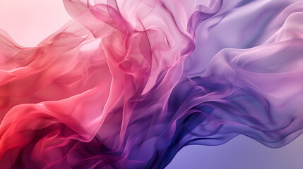 Obraz premium Abstract wave in iridescent neon-rainbow shades, pink, purple, red, blue. Waves of smoke or fabric flying in the wind. Iridescent fabric, holographic texture. Banner background with space for text