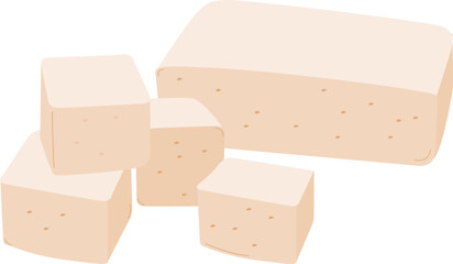 Composition of sliced tofu