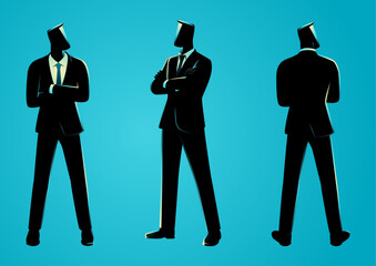 Vector illustration of a businessman standing confidently with his arms crossed