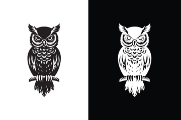 Owl icon illustration, owl logo design, vector. Owl bird vector icon symbol black