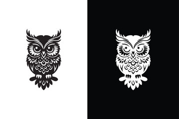 Owl icon illustration, owl logo design, vector. owl bird vector symbol black
