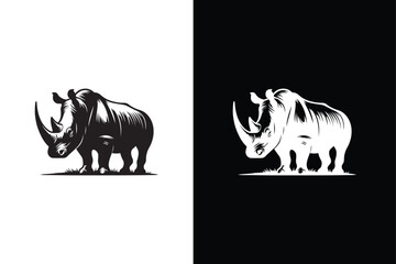 Rhino graphic icon. African Rhino Animal icon Silhouette. Rhino Icon Flat Graphic Design