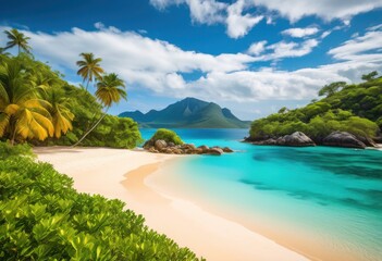 Obraz premium breathtaking landscapes highlighting hidden travel destinations lush mountain pristine scenic vistas awaiting exploration, scenery, nature, beauty, beach