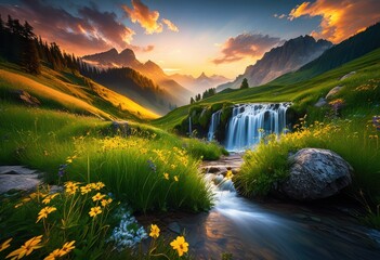 breathtaking landscapes showcasing stunning beauty vivid majestic lush serene waterfalls, nature, mountain, forest, sky, cloud, river, lake, tree, green