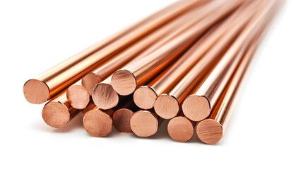 Fototapeta premium copper wire rod non-ferrous metals, product metal industry isolated on white background, photo, png
