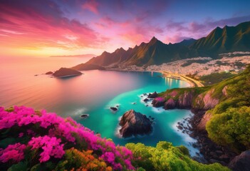 stunning landscapes featuring vibrant travel destinations breathtaking views colorful scenery, adventure, attraction, beach, beauty, city, coast