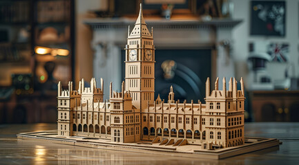 Cardboard Model of Big Ben and Houses of Parliament - Miniature Architecture