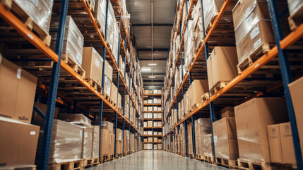 Obraz premium Warehouse storage for rent. Secure space for storing your belongings. Shelves and containers available for organizing items. Ideal for businesses and individuals.