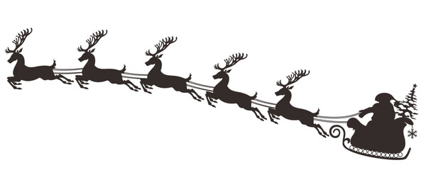 santa with sleigh and rendeer