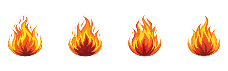 Set of red and orange fire flame.