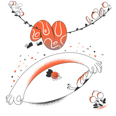 Smiling woman swinging on a vine