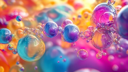 A mesmerizing abstract background featuring vibrant, iridescent bubbles in a spectrum of colors, symbolizing dreams, creativity, joy, wonder, and boundless possibilities.