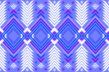 Cool-Toned Tribal Diamond and Arrow Pattern in Blue and Purple