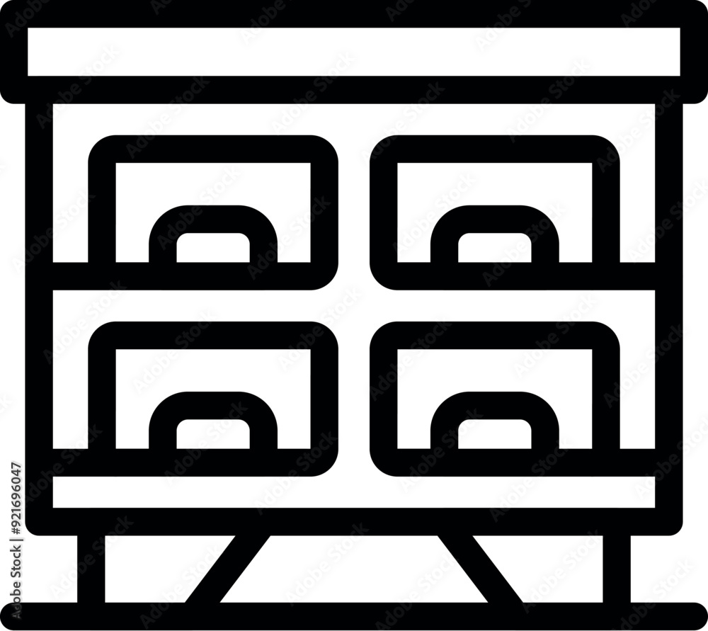 Poster apiary with sections for honey production showing frames, beekeeping and apiculture symbol in simple