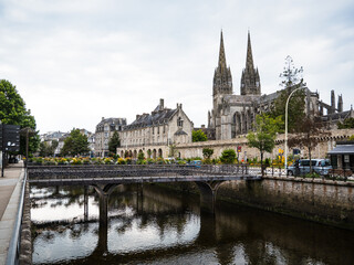 Quimper city by the Odet river, French Brittany
