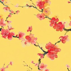 cherry blossom with yellow background