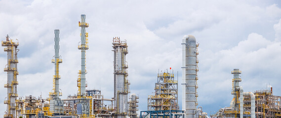 Panoramic view of Petrochemical Petroleum Refinery Oil and Gas plant industrial complex building...