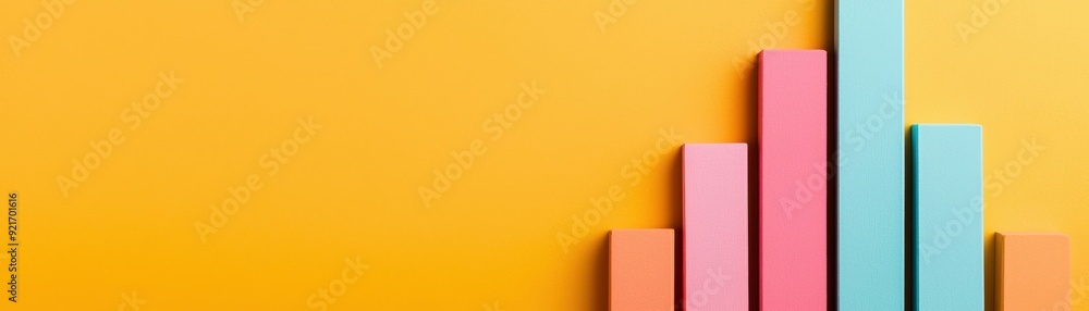 Poster colorful bar graph on a vibrant background, representing data trends and statistics in a visually ap