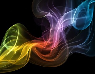 Obraz premium abstract illuminated colorful smoke on black background