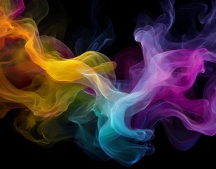 Obraz premium abstract illuminated colorful smoke on black background