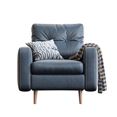 armchair isolated on white background, comfortable furniture for home interior, 3D illustration, cg render