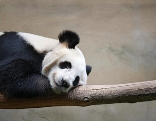 Fototapeta premium Lazy Giant Panda Bear Sleeping on a Tree Branch