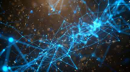 Neon blue lines and dots form a complex network against a backdrop of rich, espresso brown, blending the warmth of coffee with the coolness of digital innovation. The high-definition image showcase
