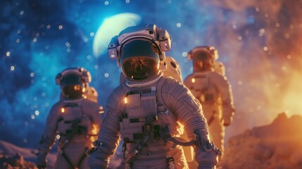 Fototapeta premium Astronauts Exploring an Alien Planet