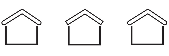 Collection home icons. House symbol. Set of real estate objects and houses black icons isolated on white background. Vector illustration.