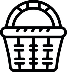 This simple black and white icon of a picnic basket evokes outdoor dining and summertime fun