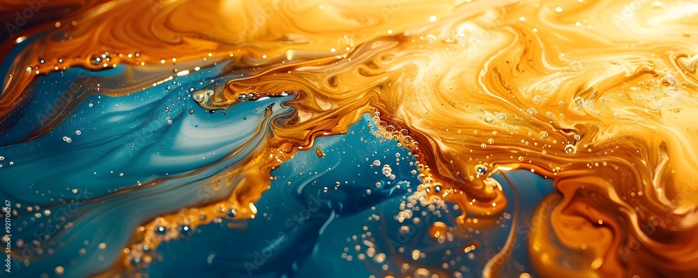 Poster mesmerizing abstract representation of swirling oil and water patterns
